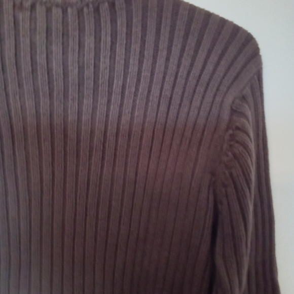 Chocolate Brown Zip Front Pullover Cableknit Sweater - Picture 11 of 13